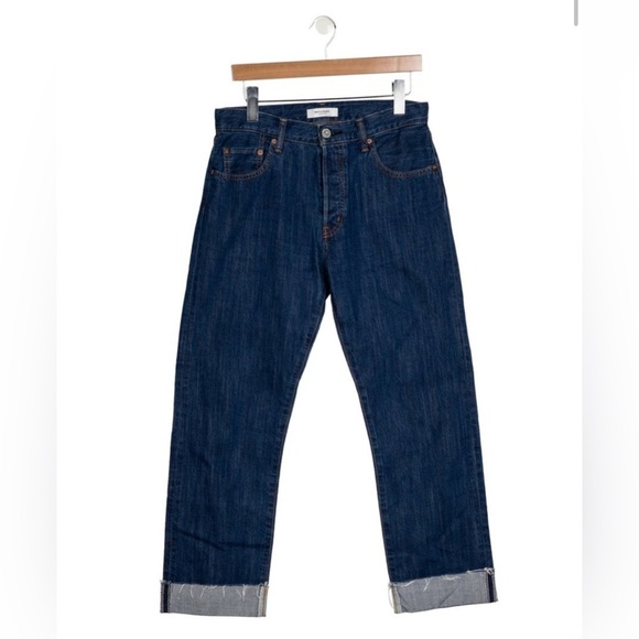 MOUSSY VINTAGE Straight Leg Denim Mid Wash Blue Jeans with Frayed Hem Mid-Rise - Picture 1 of 13